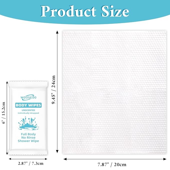300 Pcs Ultra Thick Soft Large Body Wipes Individually Wrapped, Shower Wipes - Image 2