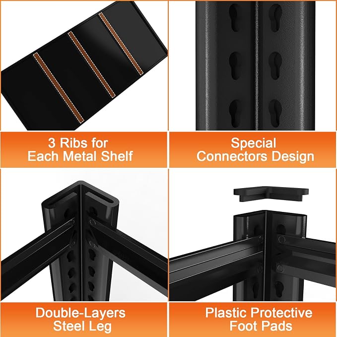 84“H Garage Shelving Heavy Duty Storage Shelves 3000 LBS Adjustable 5 Tier - Image 6