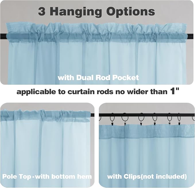 Chyhomenyc Sheer Valances for Windows 2 Pack, Small Window Curtains for Living - Image 4