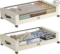 Under Bed Storage with Wheels, XXL 60L Under Bed Storage Containers with Clear by Gofujuco