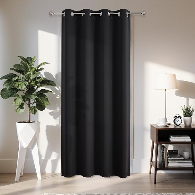 Joydeco Blackout Door Curtain for Doorway Privacy 108 Inches Long, Grommet by JOYDECO