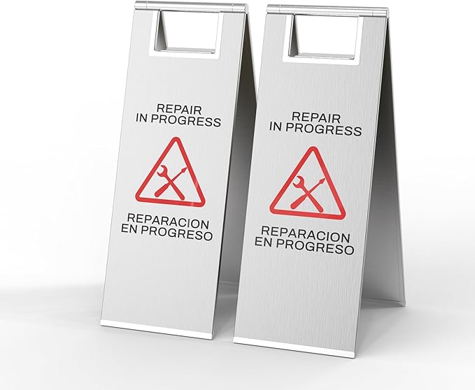 Stainless Steel Repair In Progress Sign Portable Foldable Sign 2-Pack by CrazyAnt