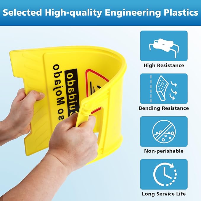 8-Pack Caution Wet Floor Sign, 17.5" Height, Bright Yellow Double-Sided Folding - Image 3