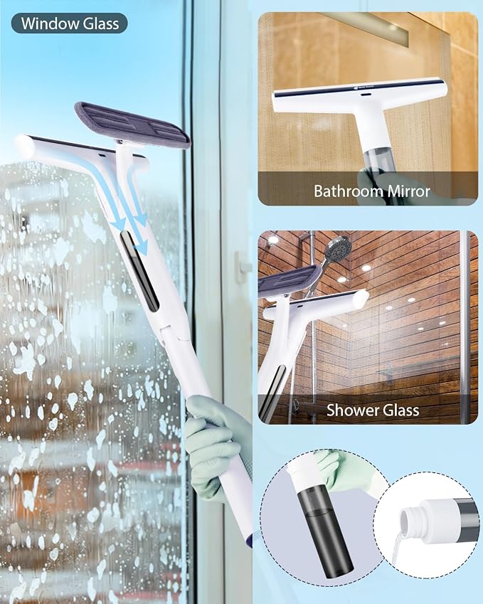 Red Horn Window Squeegee with Long Handle, Mirror Window Cleaning Squeegee Kit - Image 6