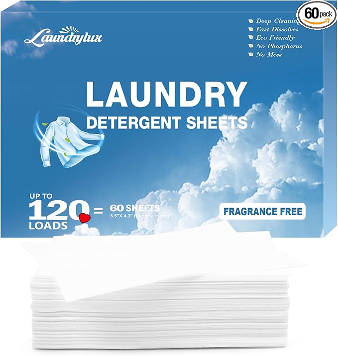Laundry Detergent Sheet, Eco-Friendly & Hypoallergenic Wash Strips, Natural by LAUNDRYLUX