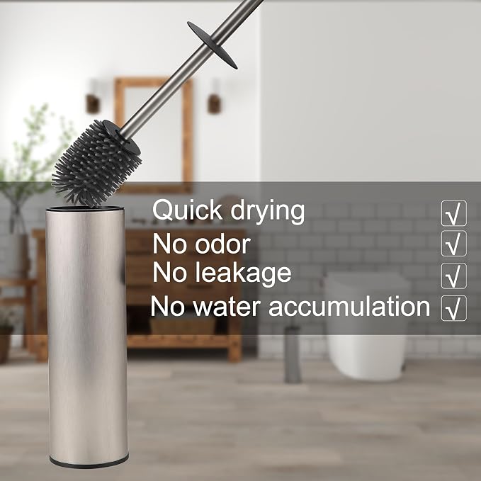 Toilet Brush and Holder Set Premium Material Toilet Bowl Cleaner Free Standing - Image 3