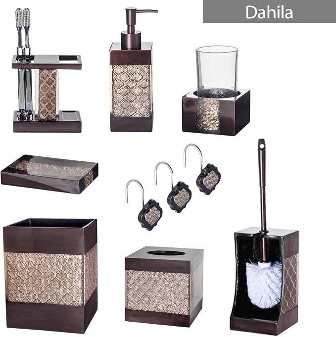 Dahlia Brown Toilet Brush with Holder Set - Image 7