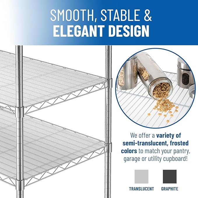 Shelf Liners for Wire Shelf System: Set of 5 in Graphite: 24 x 60 inch: Plastic - Image 6