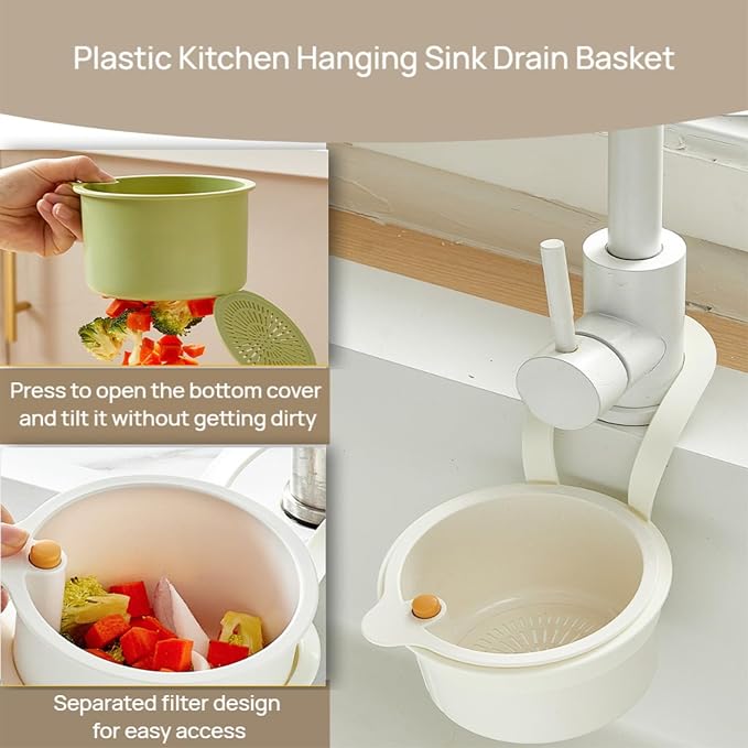 Faucet Hanging Strainer Kitchen Sink Food Waste Catcher Drain Basket, Plastic - Image 3