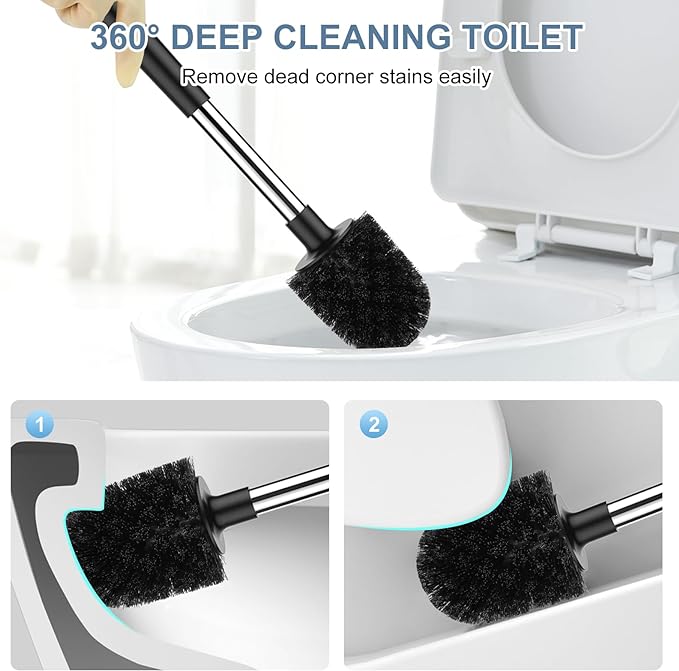 SetSail Toilet Brush and Holder 4 Pack, Self Closing Lid Toilet Bowl Brushes - Image 6