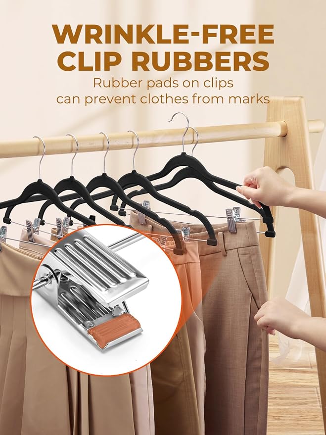 HOUSE DAY Velvet Skirt Hangers 72 Pack, Space Saving Slim Pant Hangers - Image 4
