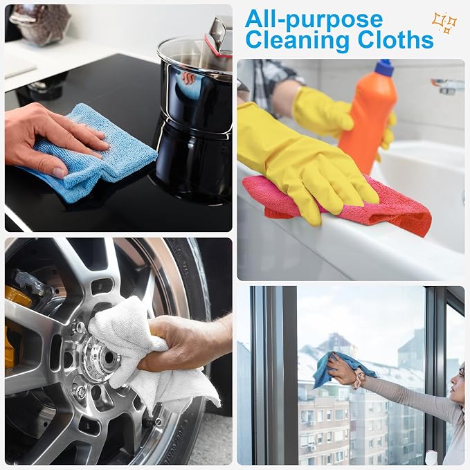 Microfiber Cleaning Cloth, 300 Sheets Shop Towels Commercial Grade Washcloths - Image 7
