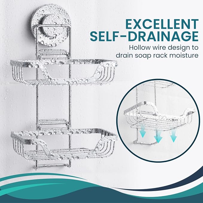 TAILI Double Layer Soap Dish Holder, Bar Soap Tray Suction Cup - Image 7