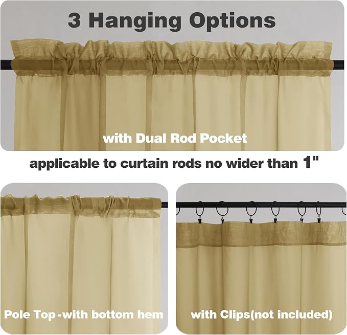 Chyhomenyc Sheer Valances for Windows 2 Pack, Small Window Curtains for Living - Image 5