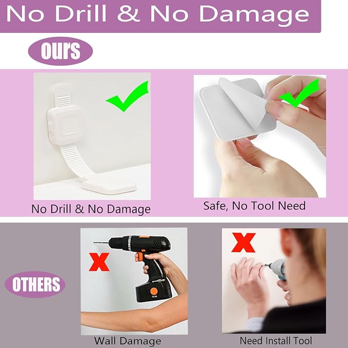 Upgraded No Drill Adhesive Furniture Anchor, Adjustable Anti Tip Furniture Wall - Image 5