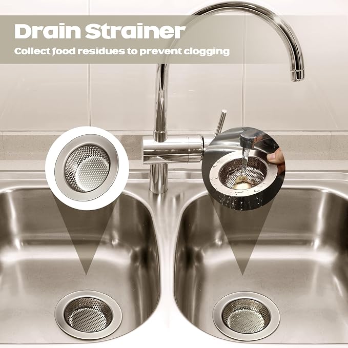 Retisee 2 Pcs Sink Strainer Stainless Steel Kitchen Sink Drain Strainer Basket - Image 4