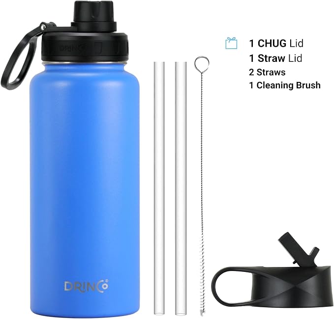 DRINCO Stainless Steel Water Bottle Spout Lid Vacuum Insulated Double Wall - Image 2