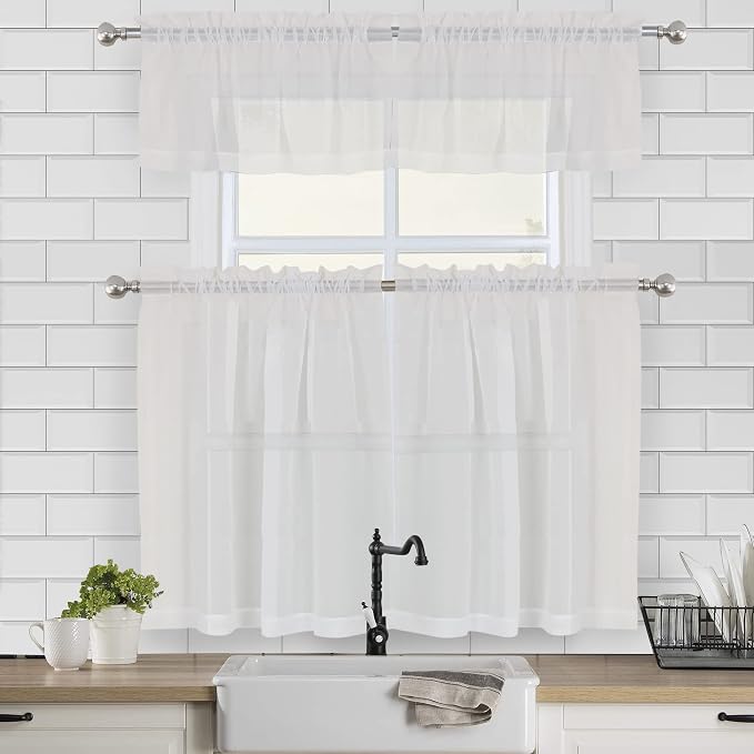 Chyhomenyc Sheer Window Valance Curtains, Light Filtering Valances Windows - Image 2