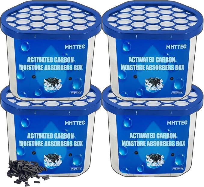 Moisture Absorbers Boxes with Activated Charcoal 4 Pack 245g Dehumidifiers by MHTTECtherealthing