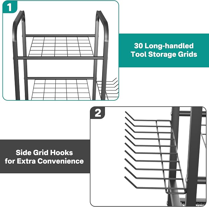 EVERHANGER Garden Tool Organizer and Storage, Yard Tool Stand Garage Tool - Image 3