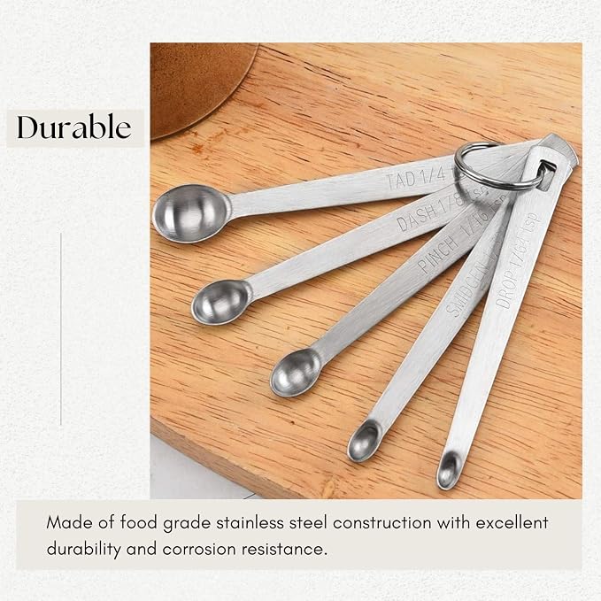 5Pcs Teaspoon Measuring Spoons, 1/4 tsp, 1/8 tsp, 1/16 tsp, 1/32 tsp, 1/64 tsp - Image 5