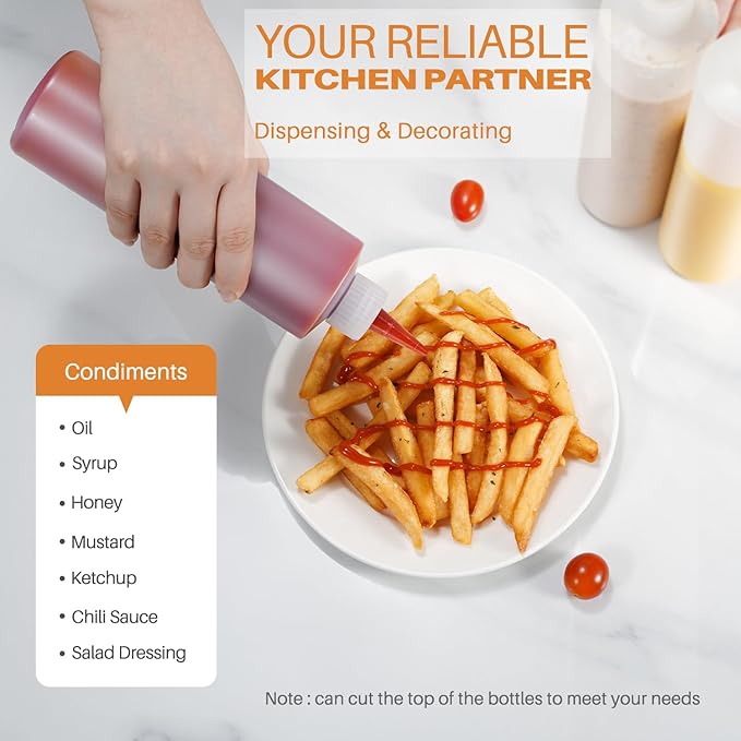 Sopito Squeeze Bottles, 16oz Plastic Condiment Squeeze Bottles - Image 5