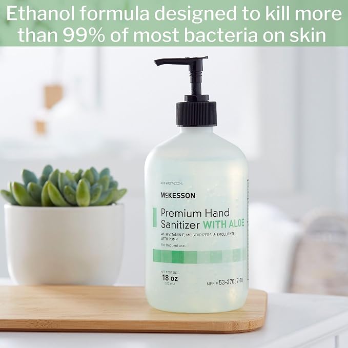 McKesson Hand Sanitizer with Aloe, 18 oz Pump Bottle – Bulk, 70% Ethyl Alcohol - Image 4