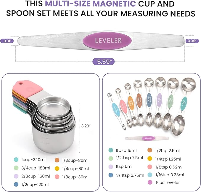 Magnetic Measuring Cups and Spoons Set-Heavy Duty 304 Stainless Steel，Double - Image 6