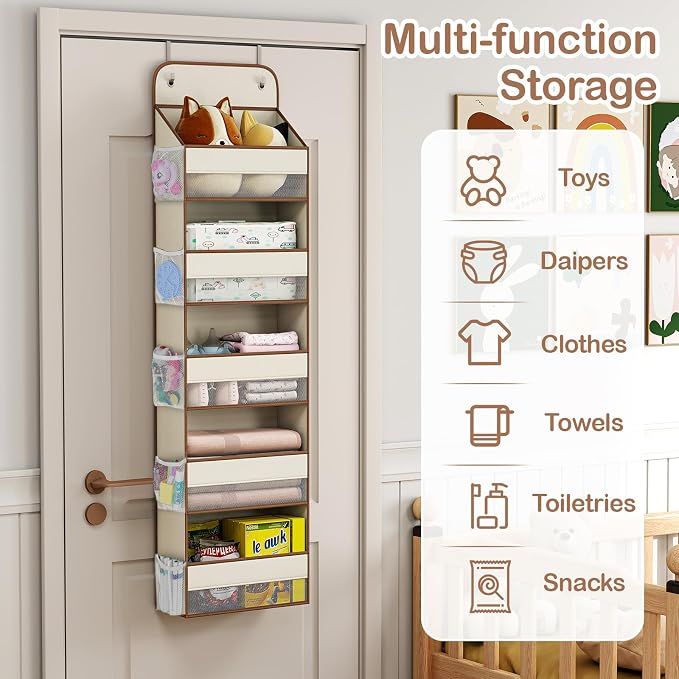 LAMU 5 Tier Over the Door Organizer Hanging, 5 Large Pockets and 10 Side - Image 6