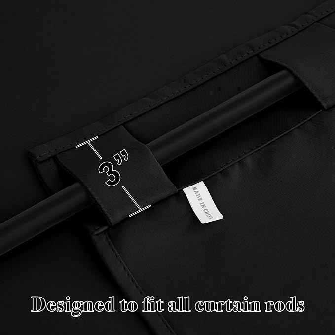 RYB HOME Short Black Curtains for Bedroom, W42 x L36 inch, 2 Panels - Image 3