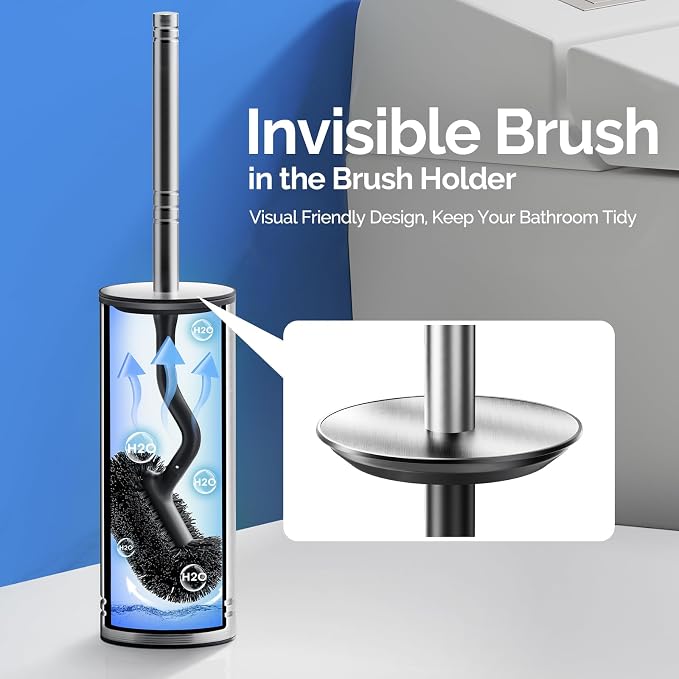 Hamitor Toilet Brush and Holder Set: 304 Stainless Steel Rustproof Toilet - Image 4