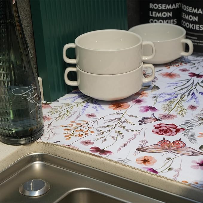 Floral Drawer and Shelf Liner for Kitchen Cabinets, 16IN x 20FT Non-Adhesive - Image 8