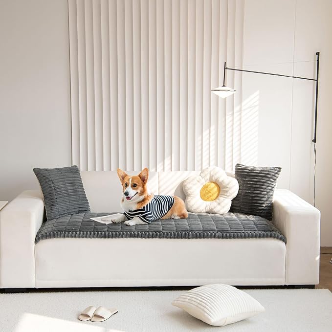 OTOB Couch Covers for 3 Cushion Sofa Pet Friendly, Plush Fuzzy Non Slip Sofa - Image 7