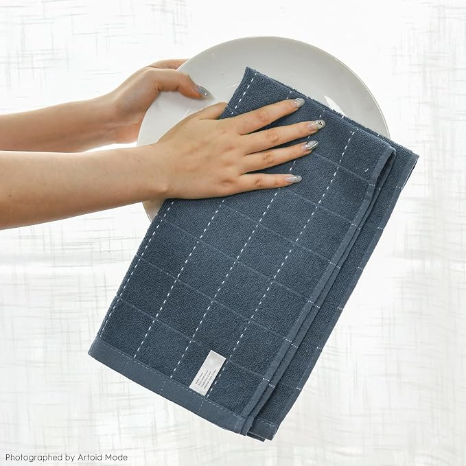 Artoid Mode Checkered Designed Cotton Grey Terry Kitchen Dish Towels, 15x25 - Image 5