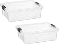 Superio Storage Bins with Lids- 2 Pack, 7.4 Qt Clear Boxes by Superio