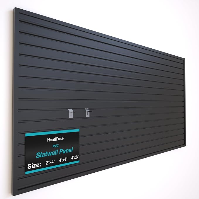 NeatiEase Slatwall Panel Wall Storage Systems, 4 x 8ft Slat Wall Paneling by NeatiEase