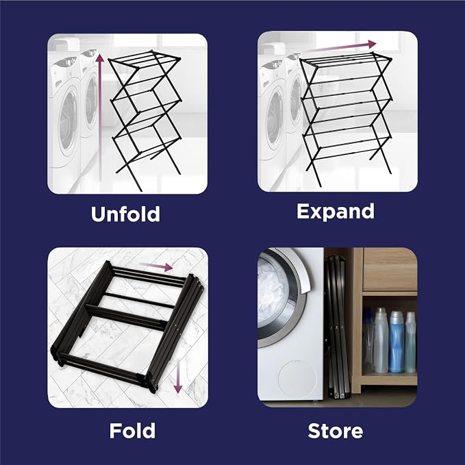 BLACK+DECKER Laundry Organization Expandable/Collapsible Clothes Drying Rack. - Image 7