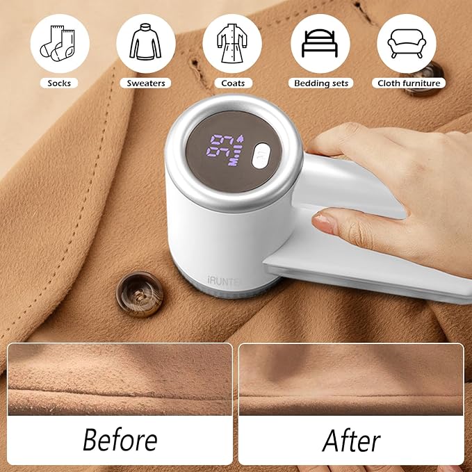 iRUNTEK Rechargeable Fabric Shaver, Electric Commercial Lint Remover - Image 2