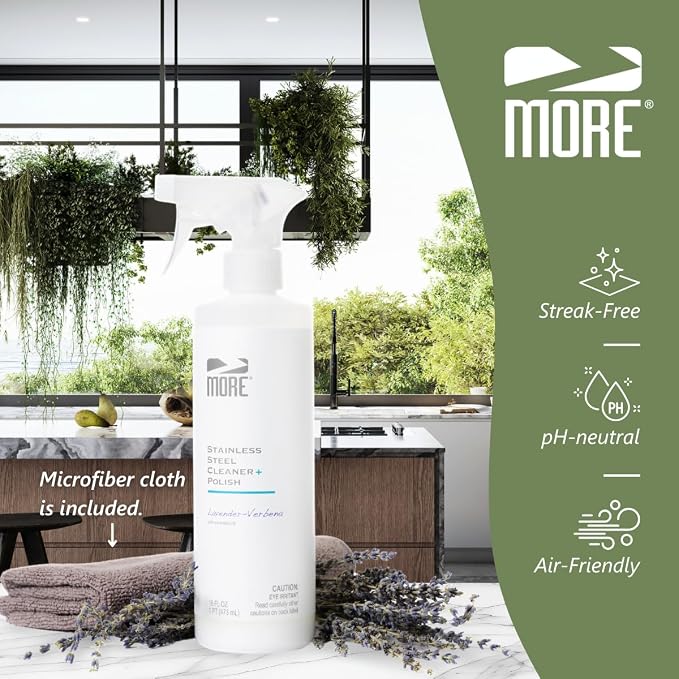 MORE - Stainless Steel Cleaner & Polish Spray + Microfiber Cloth - Stainless - Image 4
