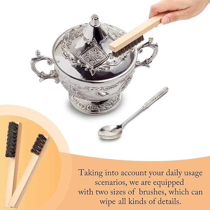 Patelai 6 Pieces Silver Polish Set, 4 Silver Cleaning Horsehair Brushes - Image 4