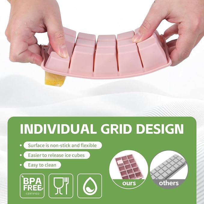 Silicone Ice Cube Tray, 2 Pack Easy-Release Stackable Ice Trays - Image 3