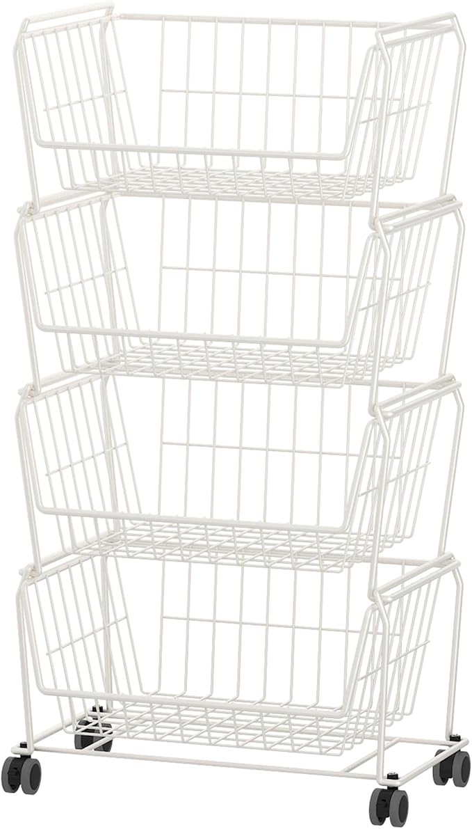 PUSDON Stackable Metal Storage Carts, Dual Use Shelf by PUSDON