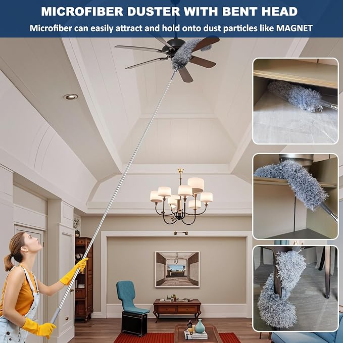 100 Inch Retractable Gap Dust Cleaner Cleaning Tools & Microfiber Feather - Image 5