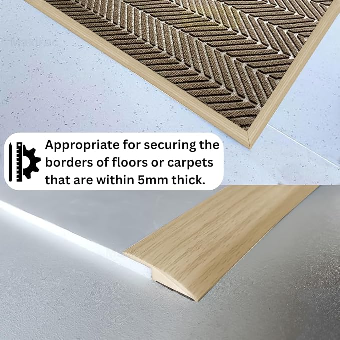 1/5 inch Height Floor Transition Strip, Self Adhesive Carpet Wood Tile Vinyl - Image 7