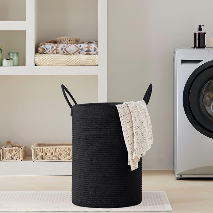 VIPOSCO Large Laundry Hamper, Tall Woven Rope Storage Basket - Image 7