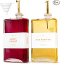 Glass Olive Oil Dispenser Bottle Set: 36 Premium Gold Labels, Oil Dispenser by EDELHAUS
