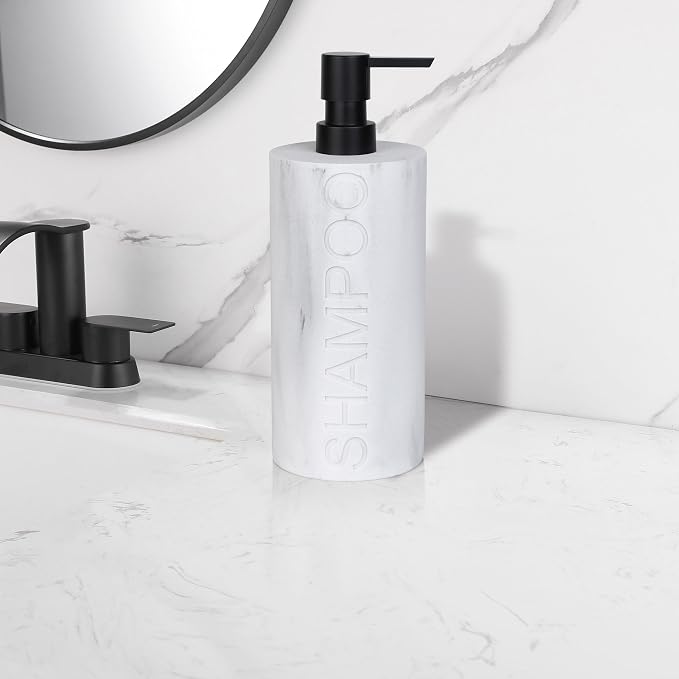 Matte White Shampoo Dispenser Modern Refillable Pump Bottle - Image 8