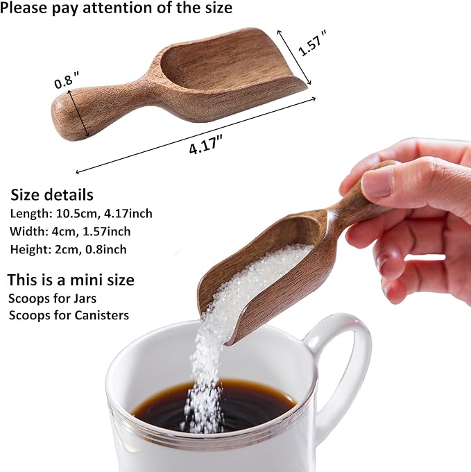Wooden Scoops for Canisters 3PCS Small Wooden Scoop Acacia Wood Scoops for Jars - Image 2