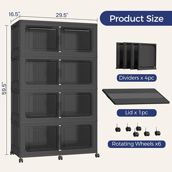 160GAL Storage Bins with Lid and Wheels, Stackable Closet Organizers and - Image 2