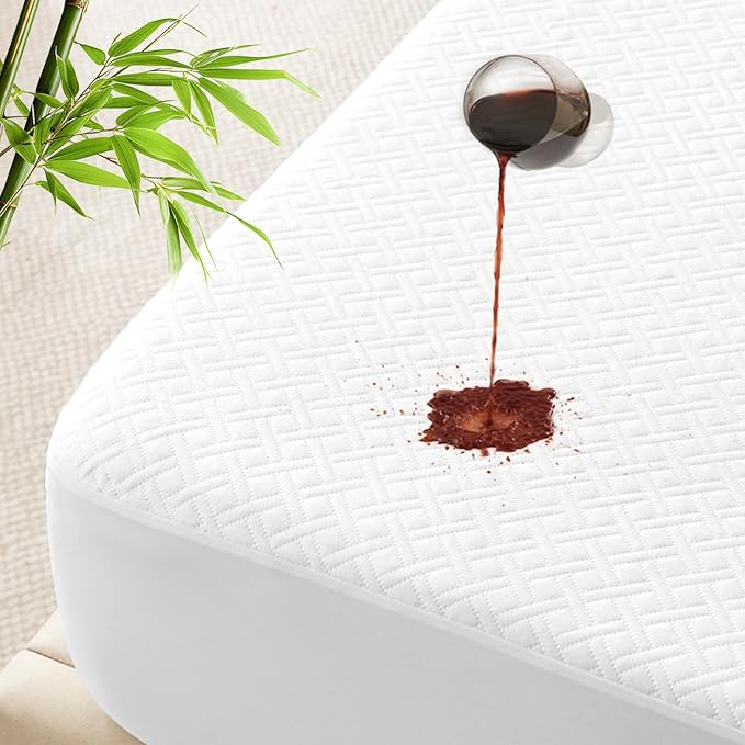 100% Waterproof Full Mattress Protector, Breathable Bamboo Rayon Mattress Cover by LUXELINEN